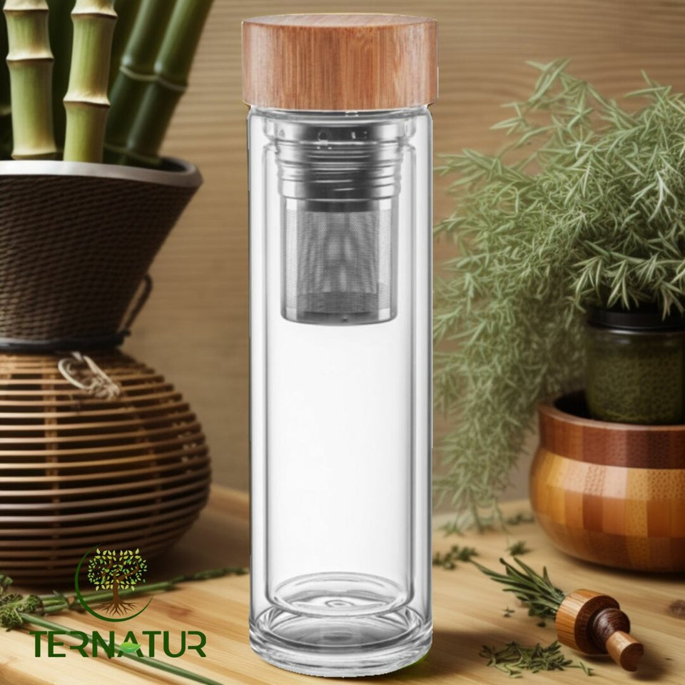 Gourde en Verre Double Paroi avec Infuseur en acier - 500 ml