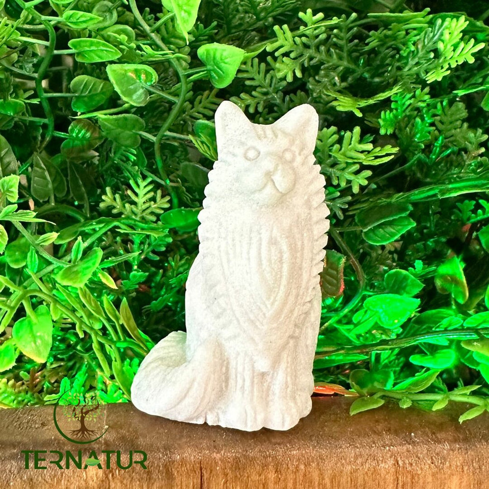 Chat "Main Coon" en Jade Blanc
