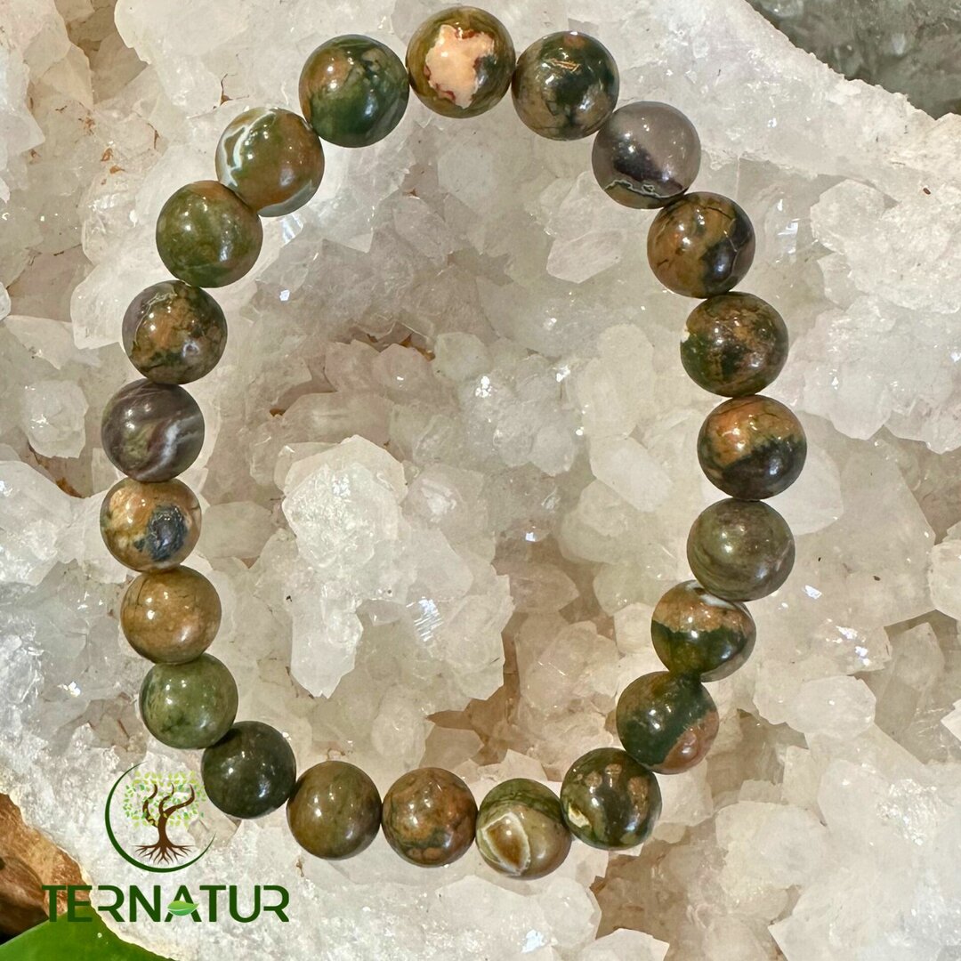 Bracelet Jaspe Forêt Tropicale / Rhyolite - 8mm