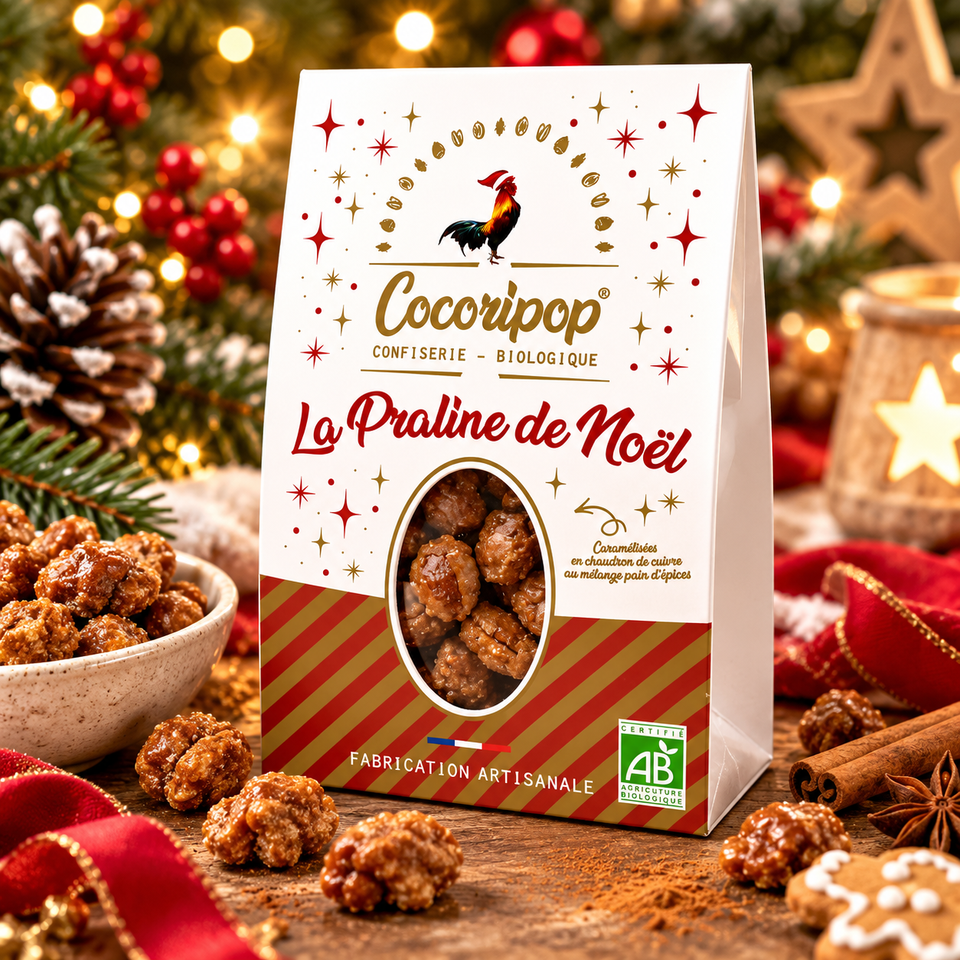 Pralines de Noël BIO – Amandes Caramélisées aux Épices – Cocoripop – 100 g