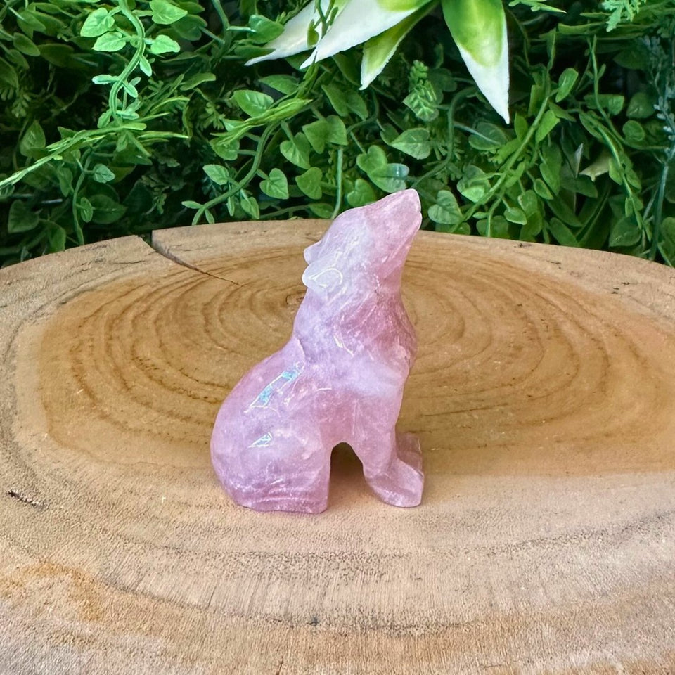 Loup en Quartz Rose