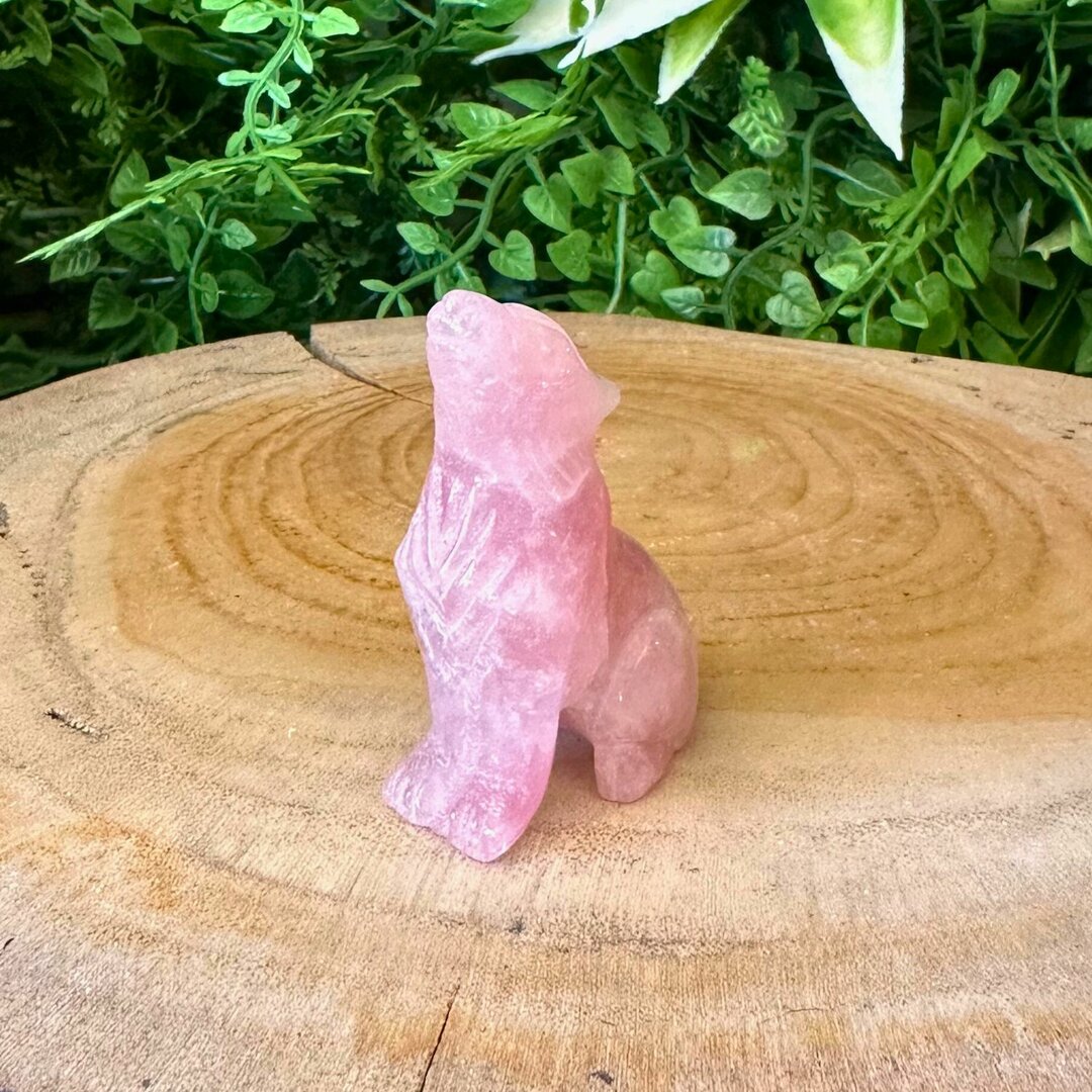 Loup en Quartz Rose