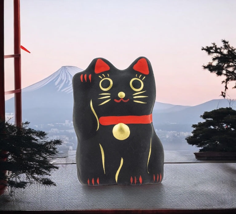 Chat Porte-bonheur Protecteur Maneki Neko Shiro Noir
