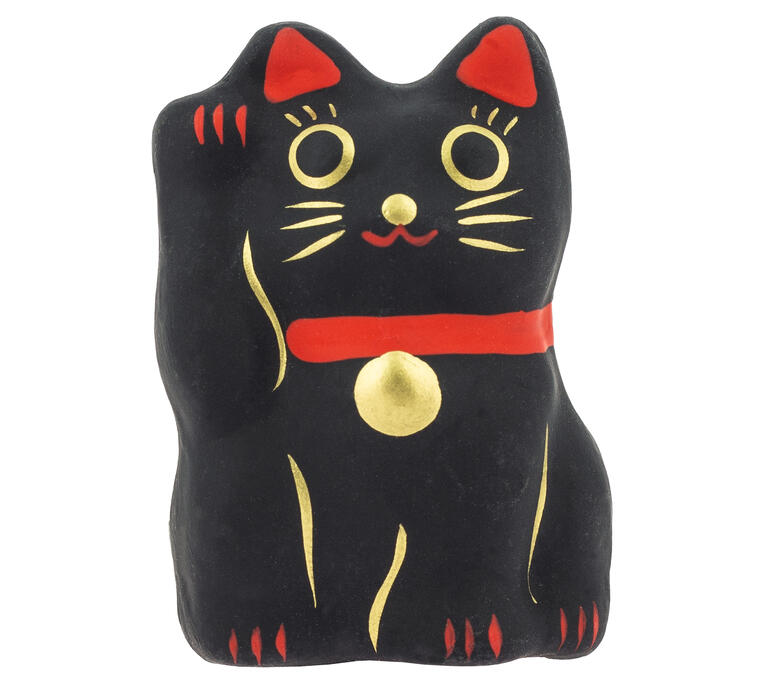 Chat Porte-bonheur Protecteur Maneki Neko Shiro Noir