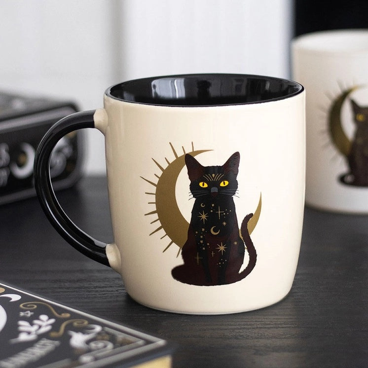 Mug Chat Magique – Chat Noir & Croissant de Lune – 370 ml