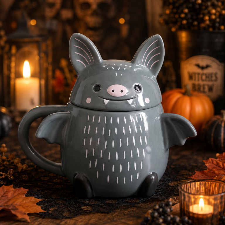 Mug « Batty » – Chauve-Souris avec Couvercle – 450 ml