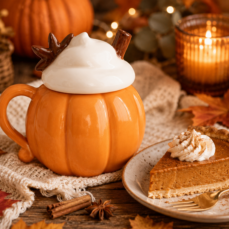 Mug Citrouille d’Automne avec Couvercle – 400 ml
