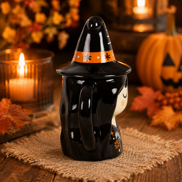 Mug « Sorcière des Bois » avec Couvercle Chapeau – 350 ml