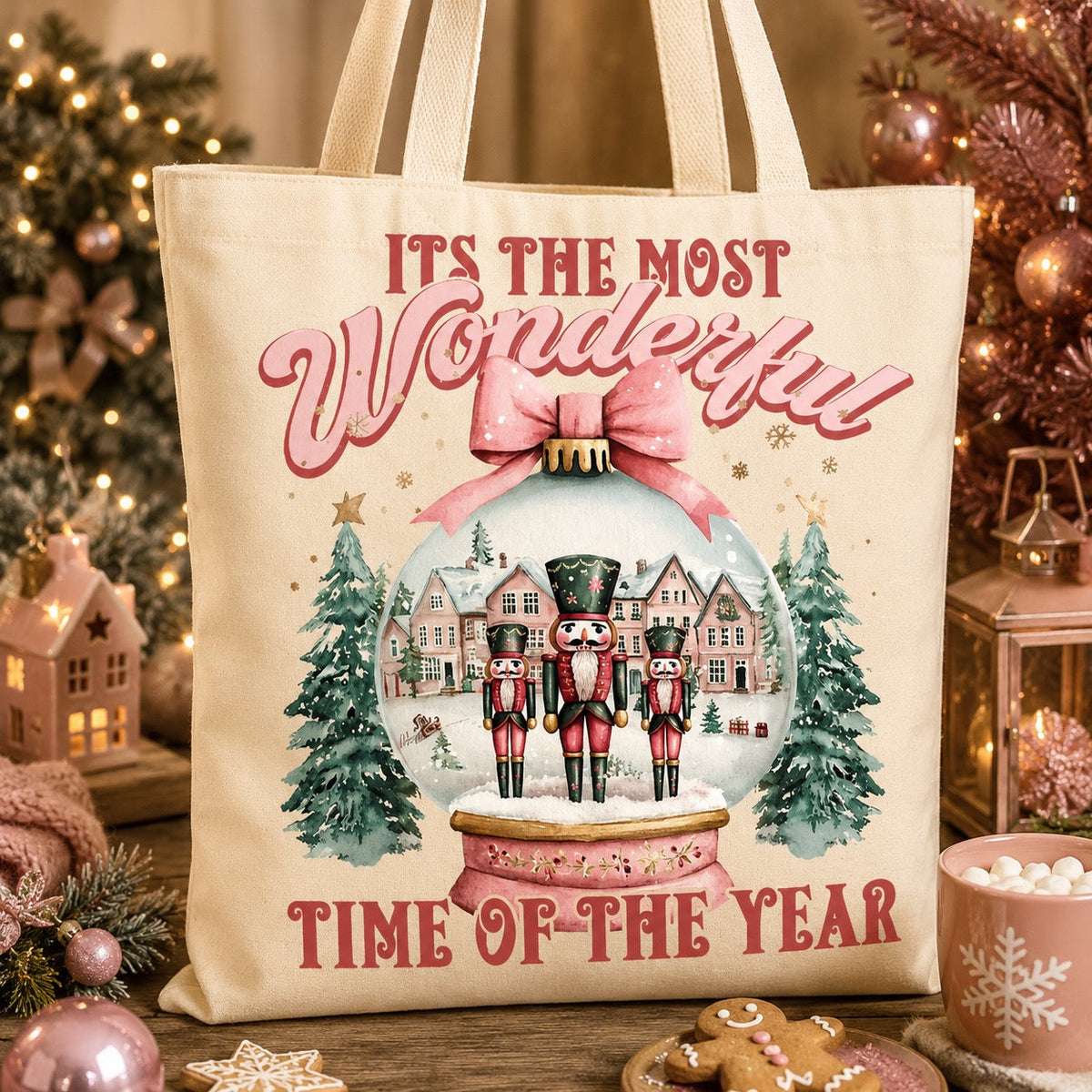 Tote Bag Christmas Nutcracker – Wonderful Time of the Year – 100 % Coton Naturel