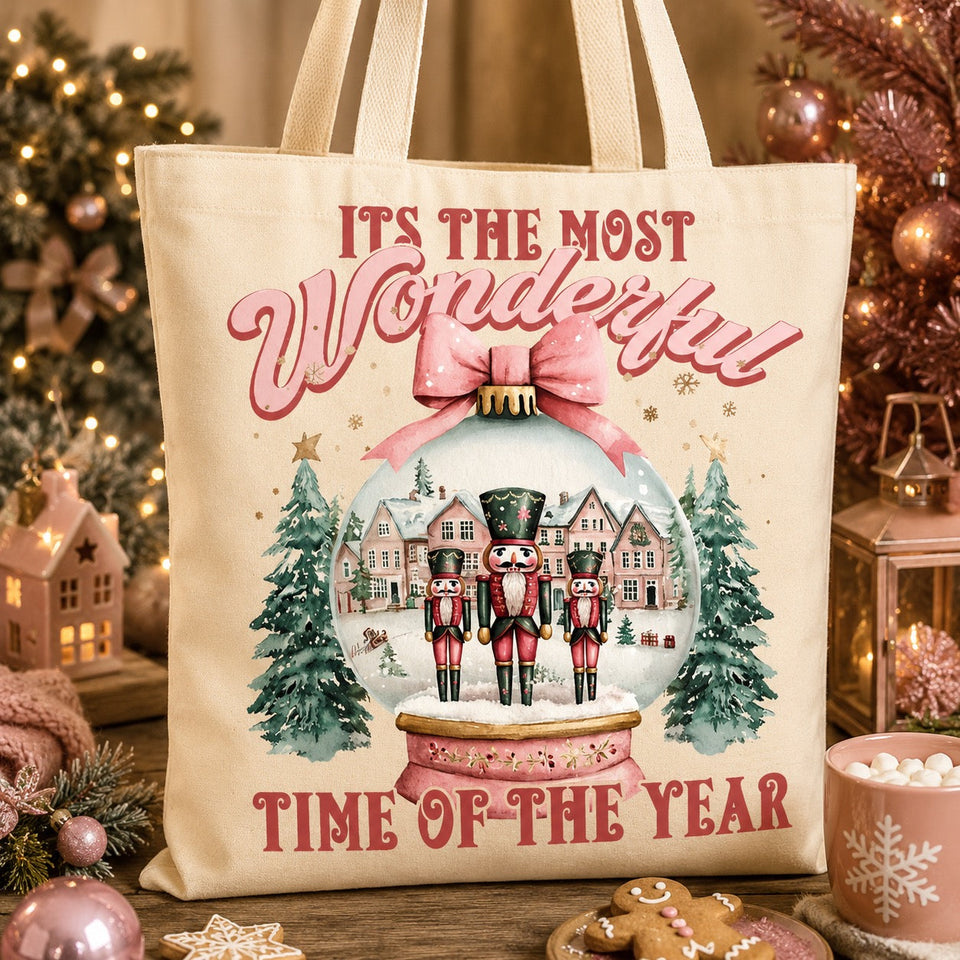 Tote Bag Christmas Nutcracker – Wonderful Time of the Year – 100 % Coton Naturel