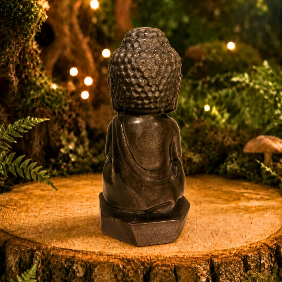 Bouddha en Obsidienne Argentée