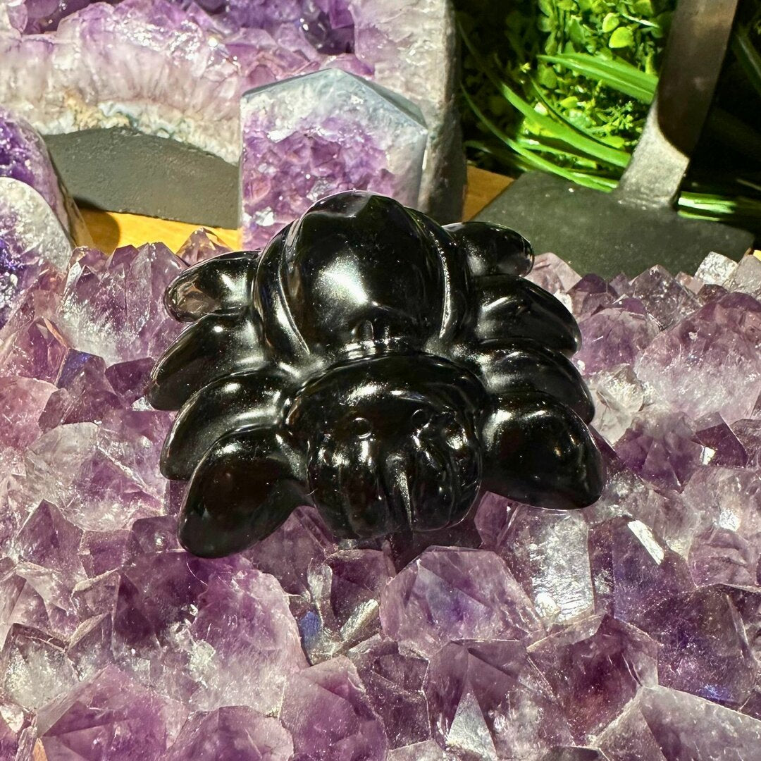 Araignée en Obsidienne Noire