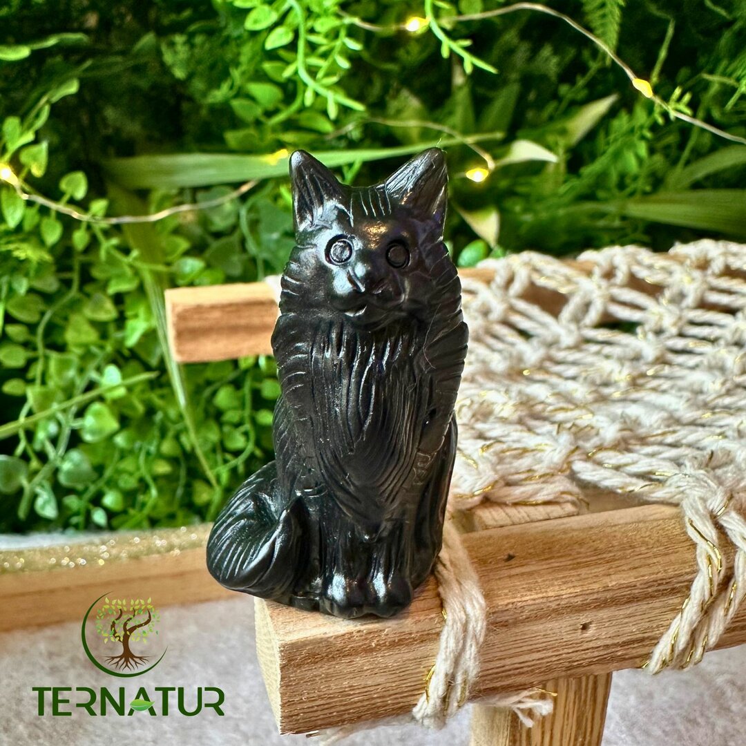 Chat "Main Coon" en Obsidienne Noire