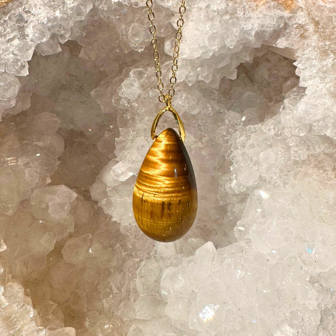 Pendentif Goutte Oeil de Tigre