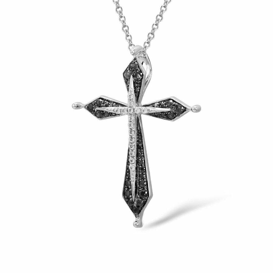 Pendentif Croix en Spinelle Noire