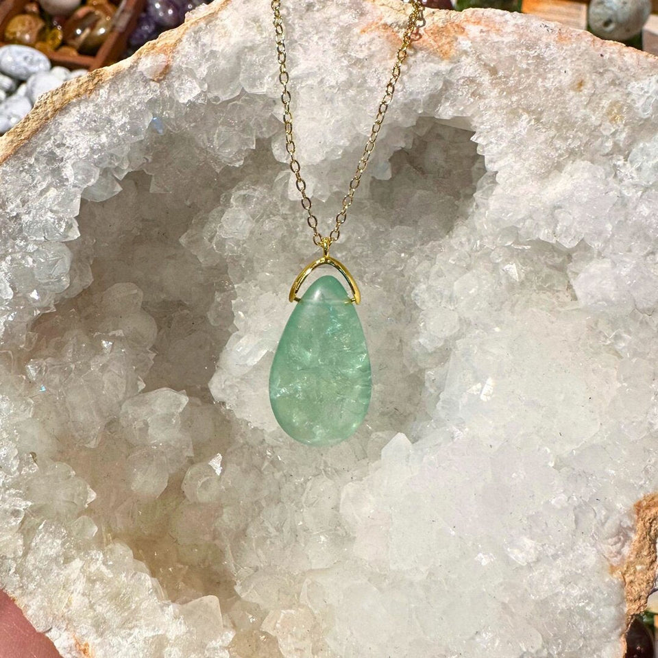 Pendentif Goutte Fluorite Verte
