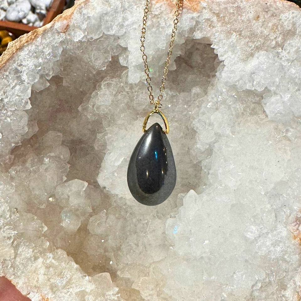 Pendentif Goutte Hématite