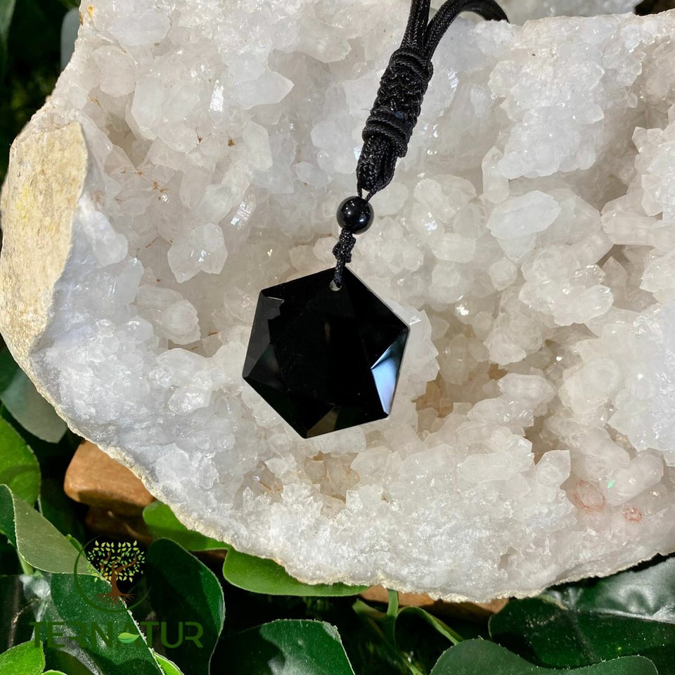 Pendentif Protection en Obsidienne Noire
