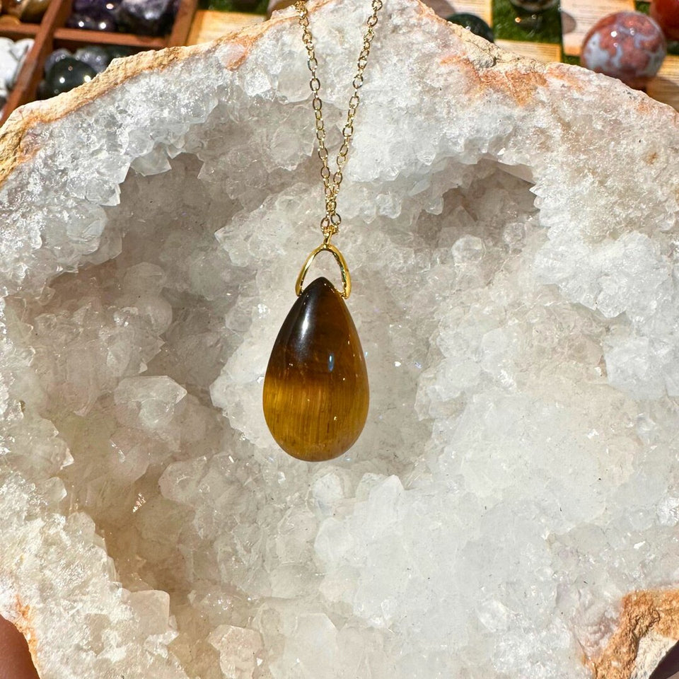 Pendentif Goutte Oeil de Tigre
