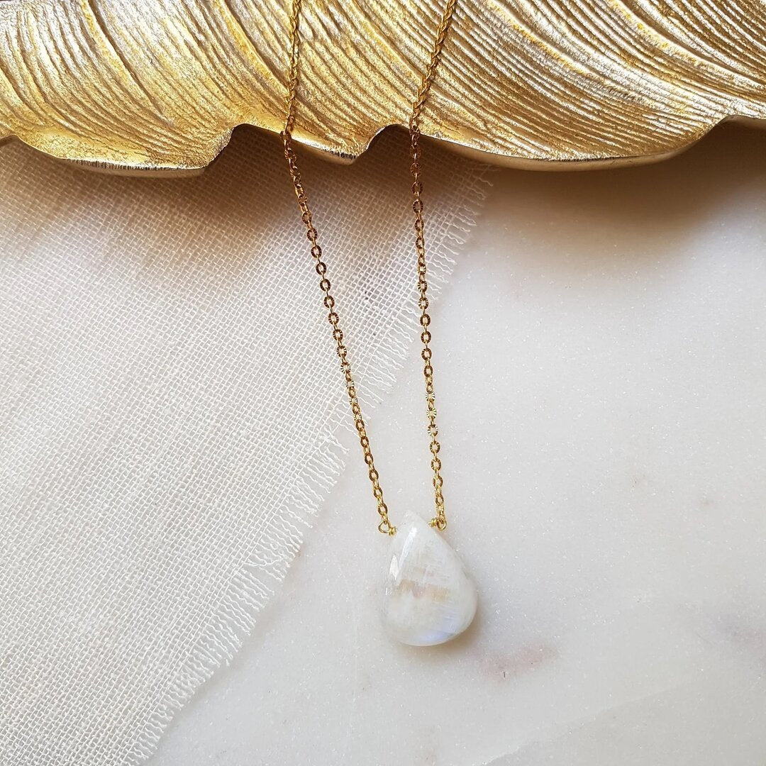 Pendentif Pierre de Lune demi-goutte