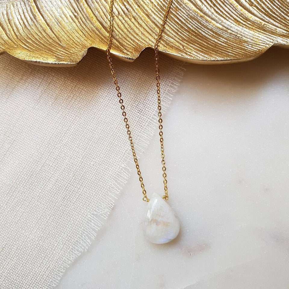 Pendentif Pierre de Lune demi-goutte