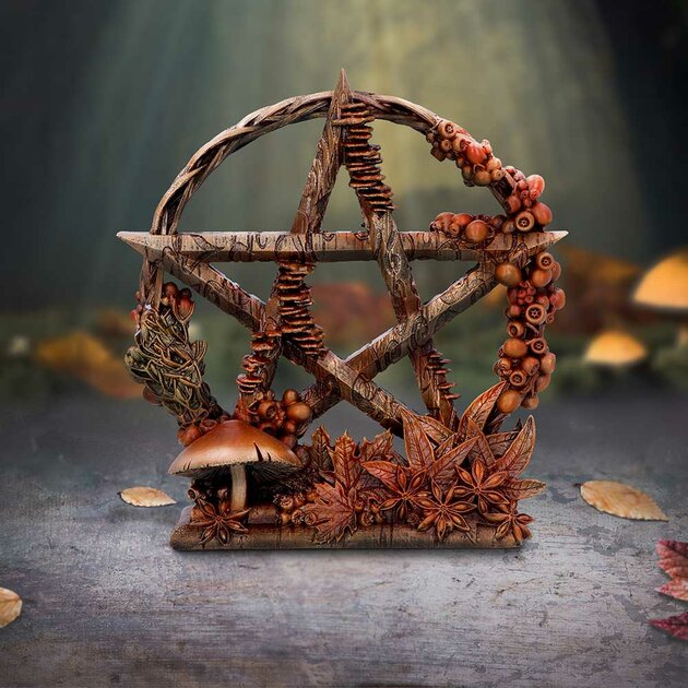 Statuette Pentagramme Mabon : Décoration Wicca Automne