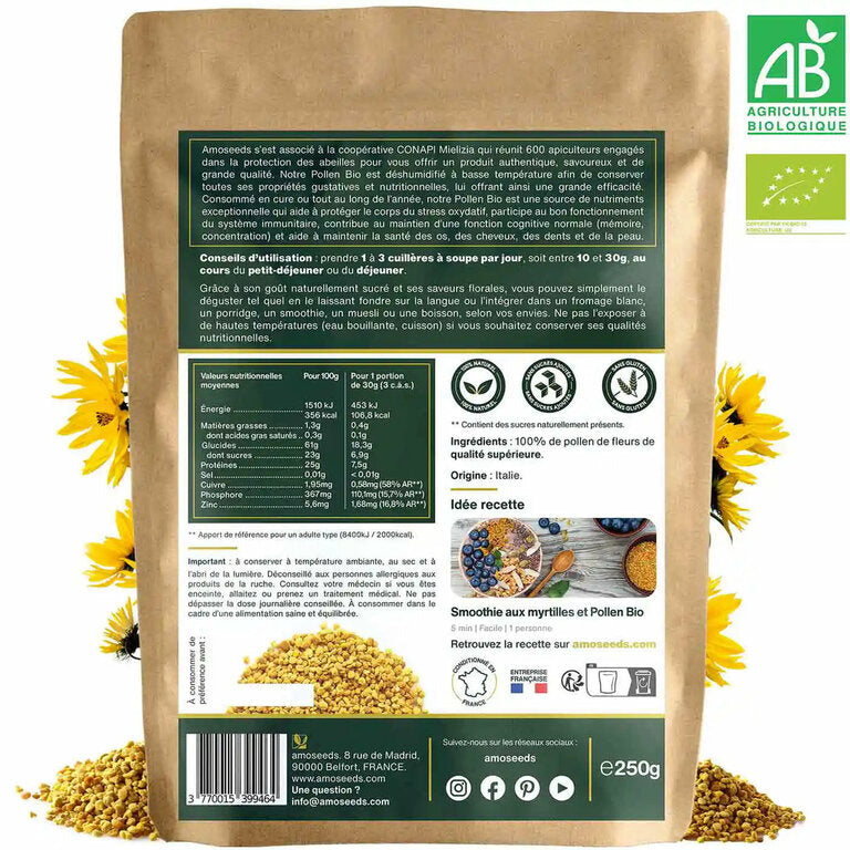 Pollen de fleurs Bio 250gr - Amoseeds