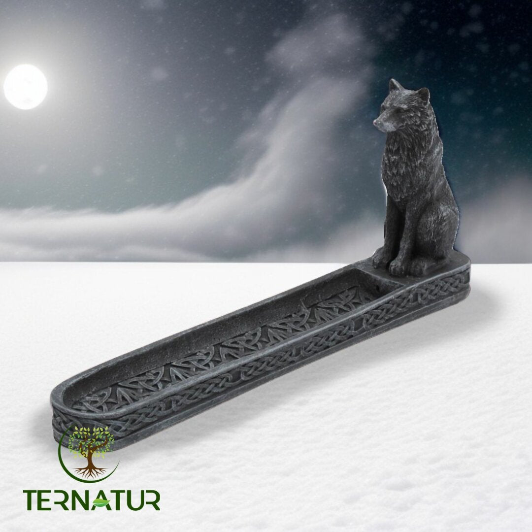 Porte Encens Loup Noir Mystique