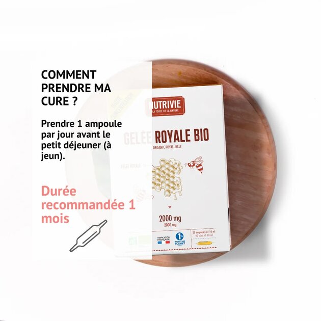 Gelée Royale Bio 2000mg - 20 ampoules - Nutrivie