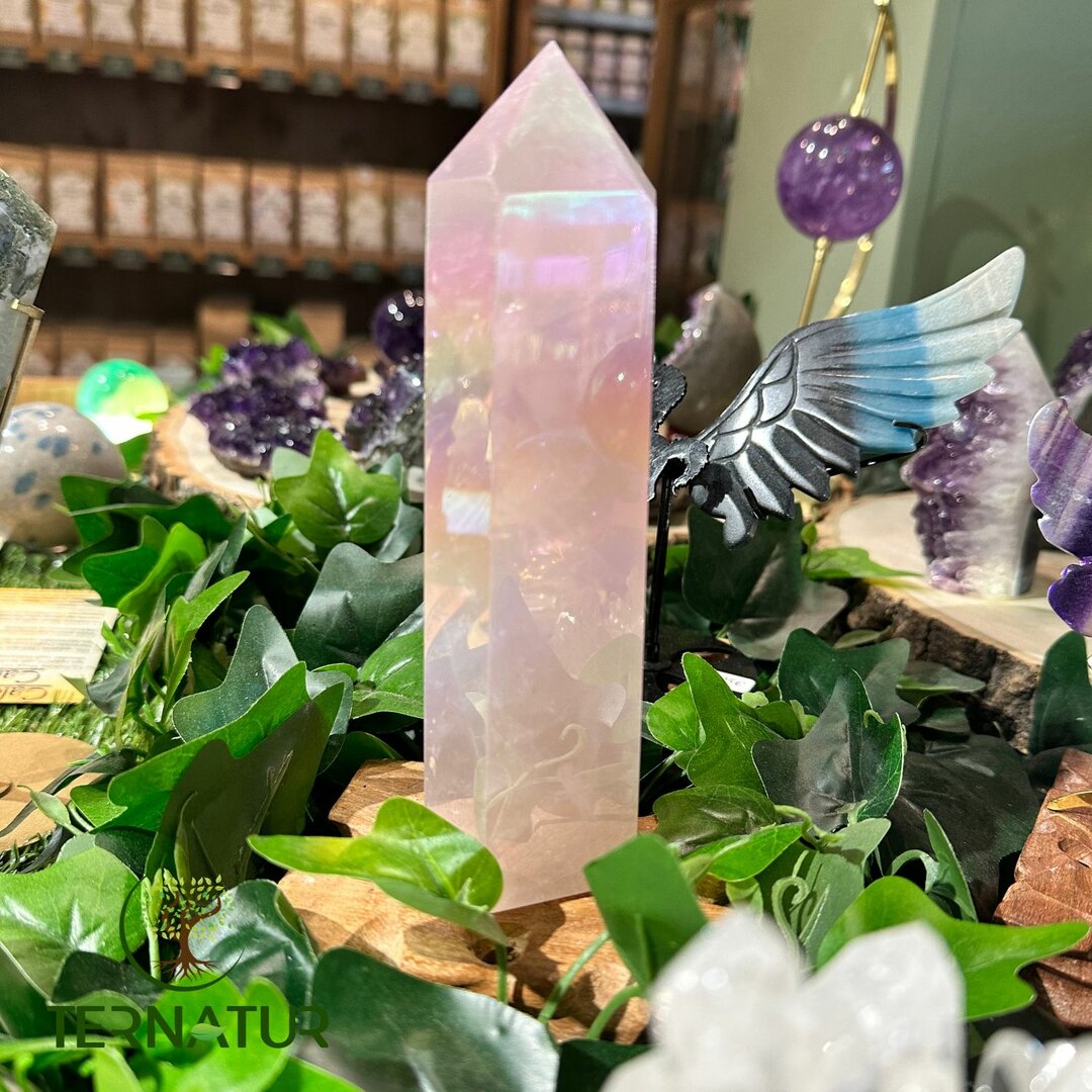 Pointe en Quartz Rose Aura - 17cm