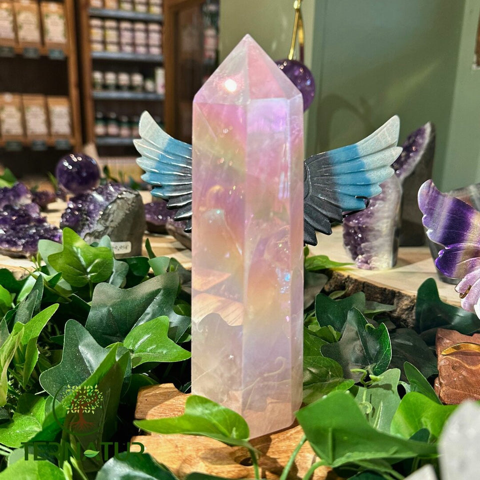 Pointe en Quartz Rose Aura - 17cm