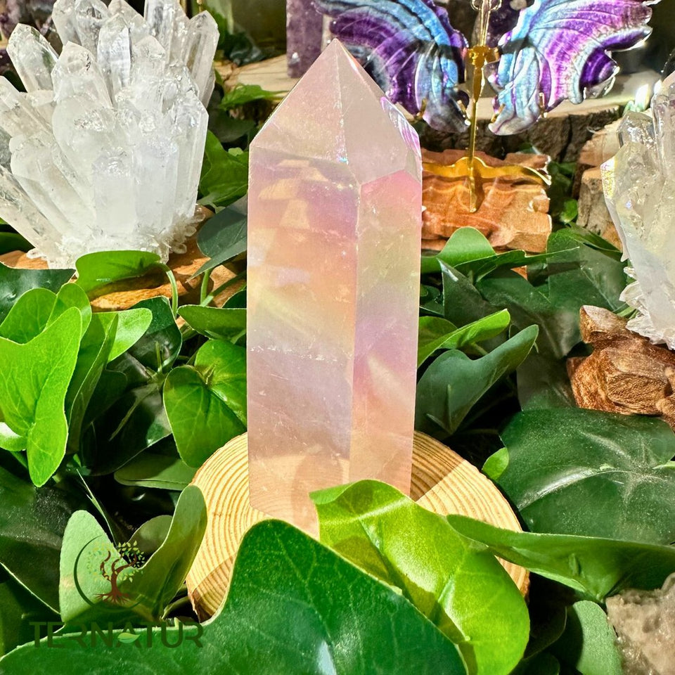 Pointe en Quartz Rose Aura - 12cm
