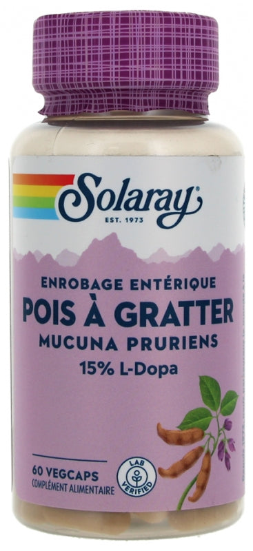Pois à Gratter – Mucuna Pruriens 333 mg – 15 % L-Dopa – 60 capsules – Solaray