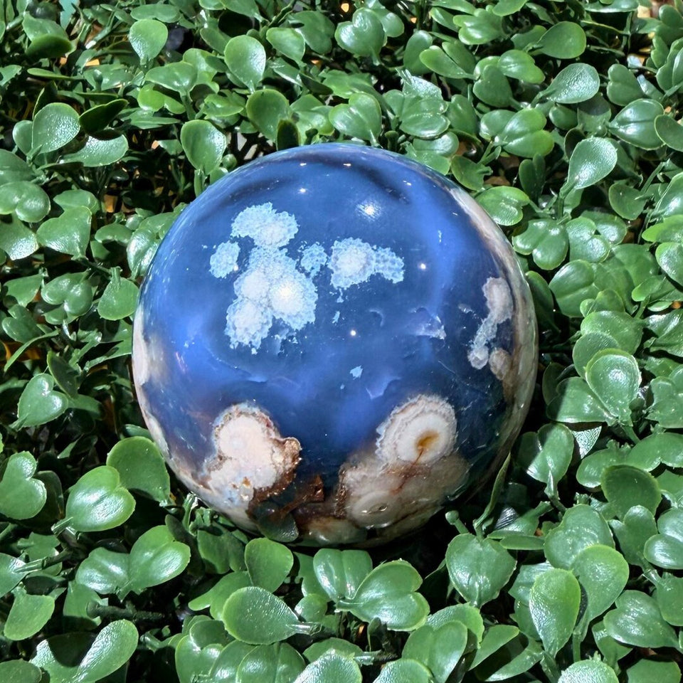 Sphère Agate Fleur Bleue - 64mm