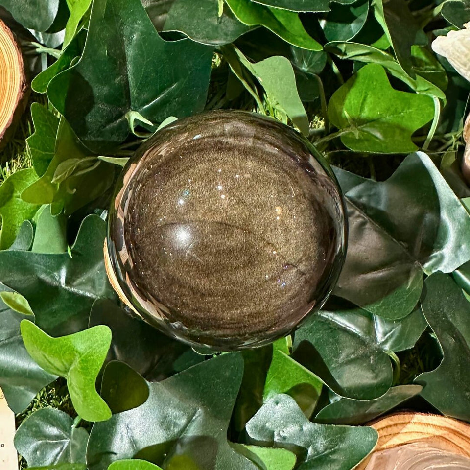 Sphère Obsidienne Dorée - 77mm