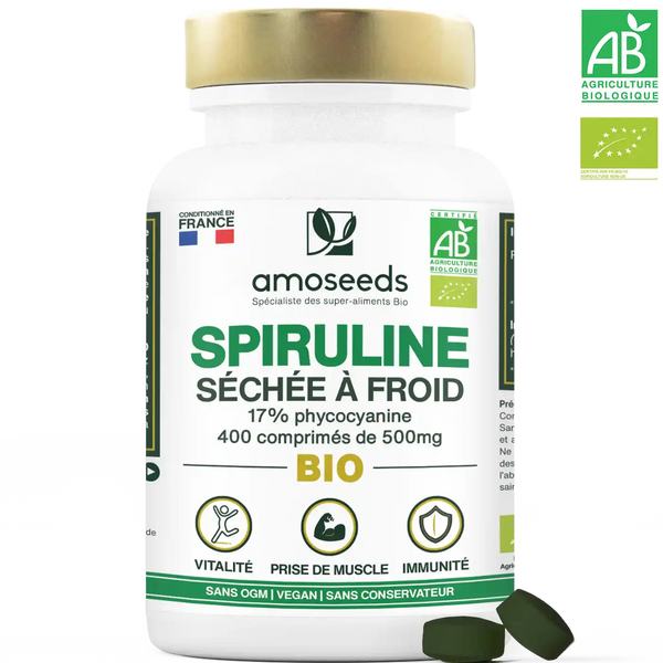 SPIRULINE BIO, 17% Phycocyanine - 400 COMPRIMÉS