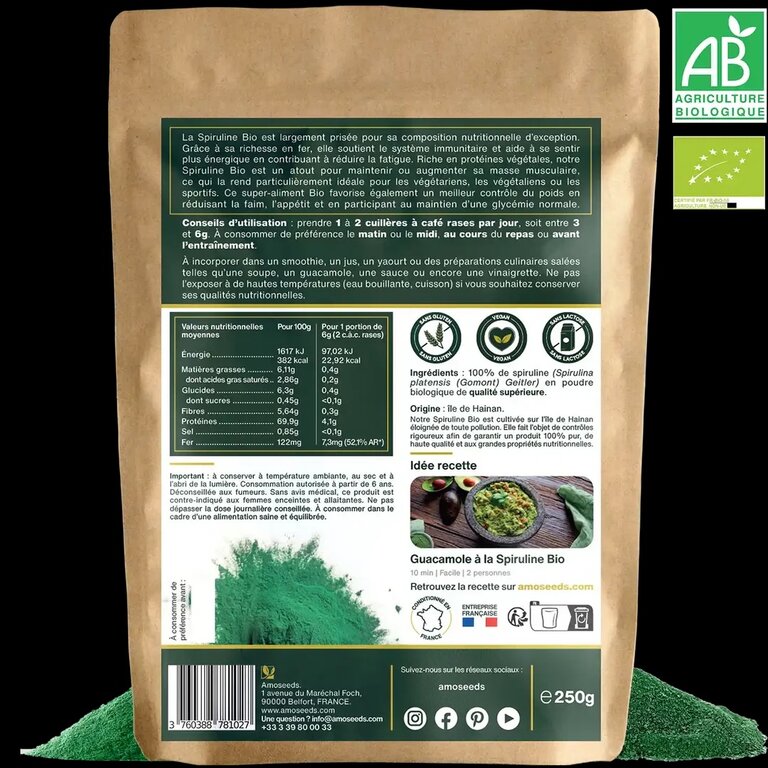 Spiruline en poudre Bio 250gr
