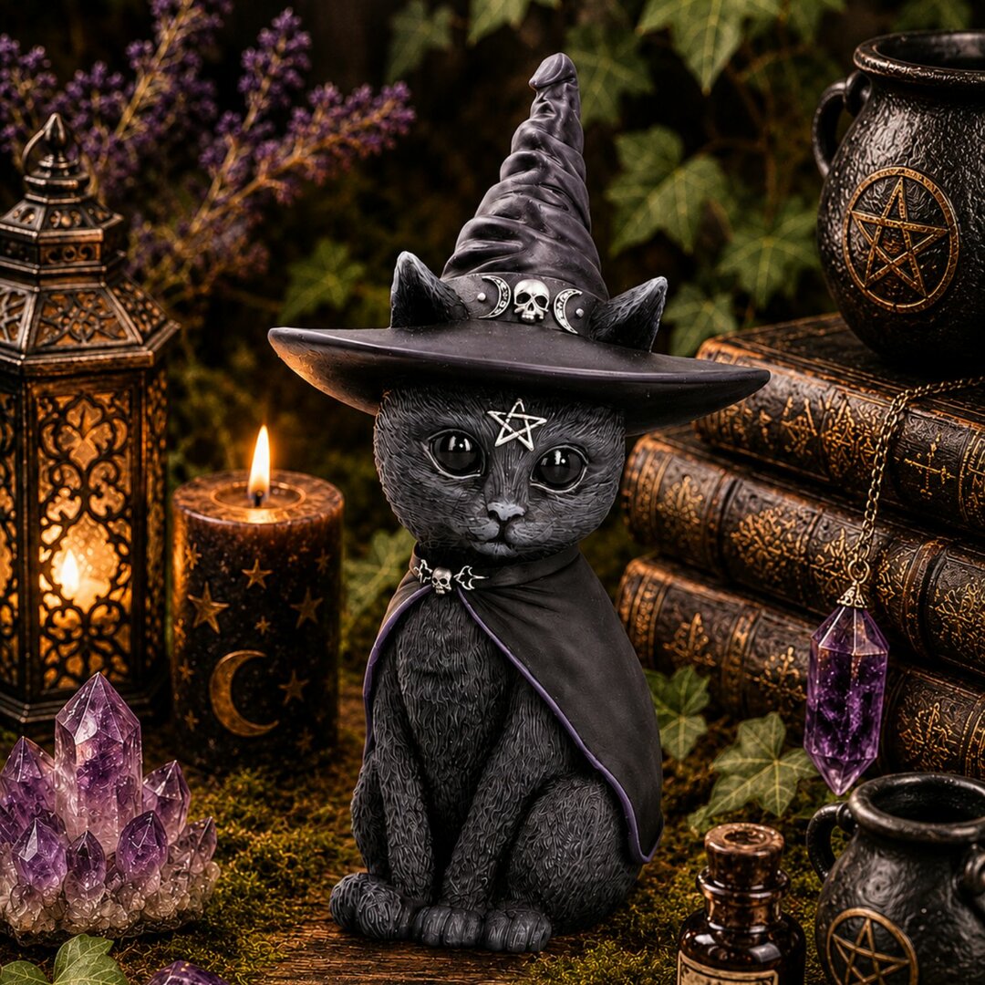 Statuette Chat Sorcier Mystique