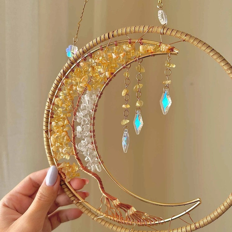 Attrape-Soleil Citrine « Arbre de la Prospérité » – 35,5 x 20 cm