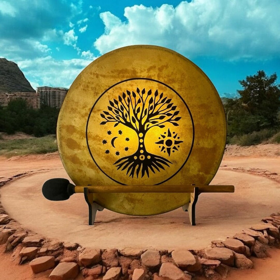 Tambour chamanique « Arbre de Vie » – 35 cm