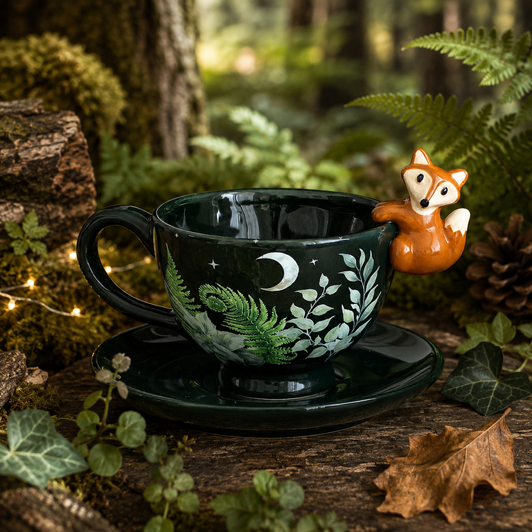 Tasse à Thé & Soucoupe « Renard de la Forêt » – 500 ml