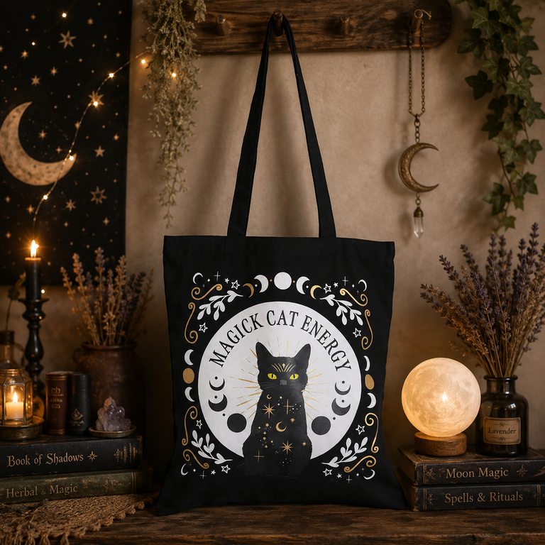 Tote Bag « Magic Cat Energy » – Chat Noir Mystique